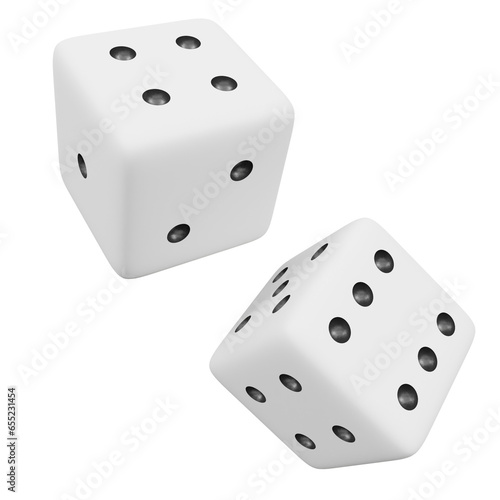 white dice isolated on white