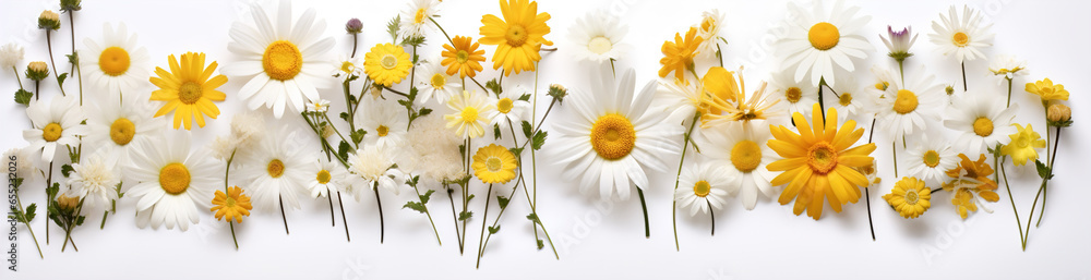 Obraz premium Set of different beautiful flowers, spring time. Banner design.