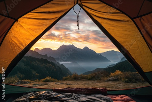 tent in a campsite with a view