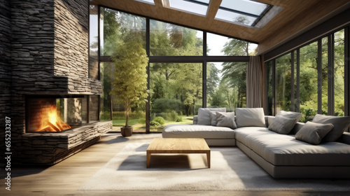 A tranquil sunroom oasis, blending indoor comfort with outdoor beauty. © Valeriia