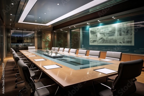 a modern boardroom with an overhead projector photo