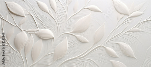 Decorative old art ornamental pattern white wall design background vintage floral textured