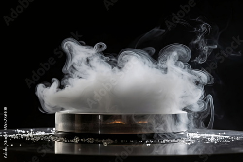 Superconducting magnet levitates over liquid nitrogen - AI Generated photo