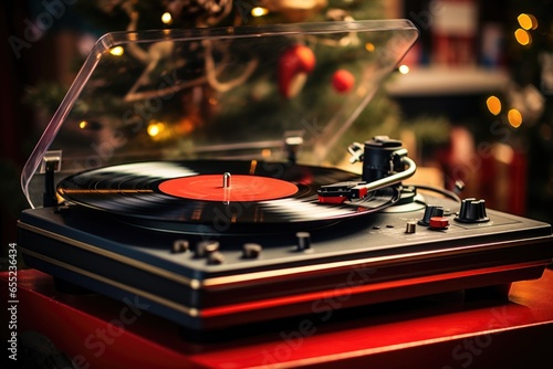 a vinyl record player playing christmas music
