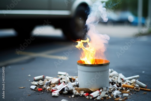 a pack of cigarettes being thrown into a trash can photo