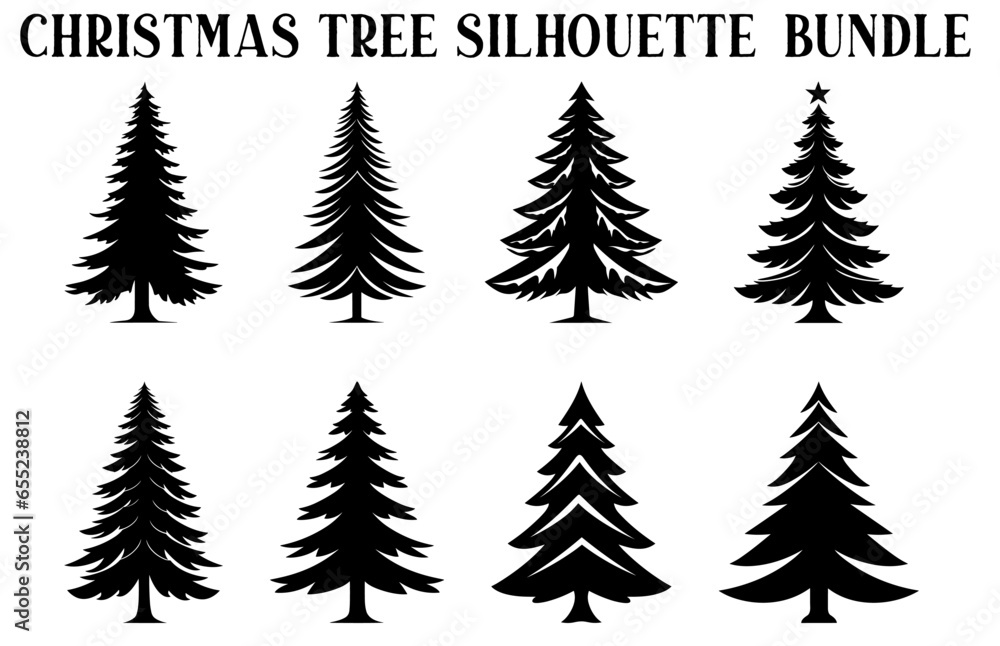 Christmas tree silhouette Clipart bundle, Set of Winter trees, Pine trees Vector silhouette Set Christmas tree silhouette Clipart bundle, Set of Winter trees, Pine trees Vector silhouette Set