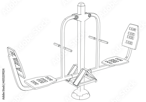 Leg press machine isolated on white background. Fitness, cardio, and muscle building machines. Exercise and gym concept. Vector illustration.