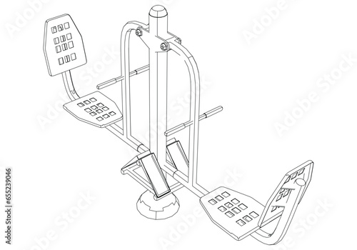 Leg press machine isolated on white background. Fitness, cardio, and muscle building machines. Exercise and gym concept. Vector illustration.
