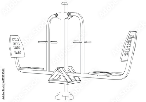 Leg press machine isolated on white background. Fitness, cardio, and muscle building machines. Exercise and gym concept. Vector illustration.