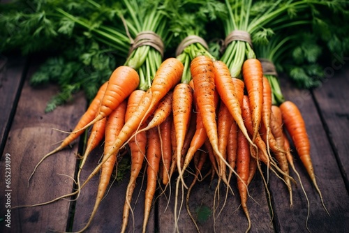 Abundant carrots signifying flourishing greenhouse vegetable farming. Generative AI