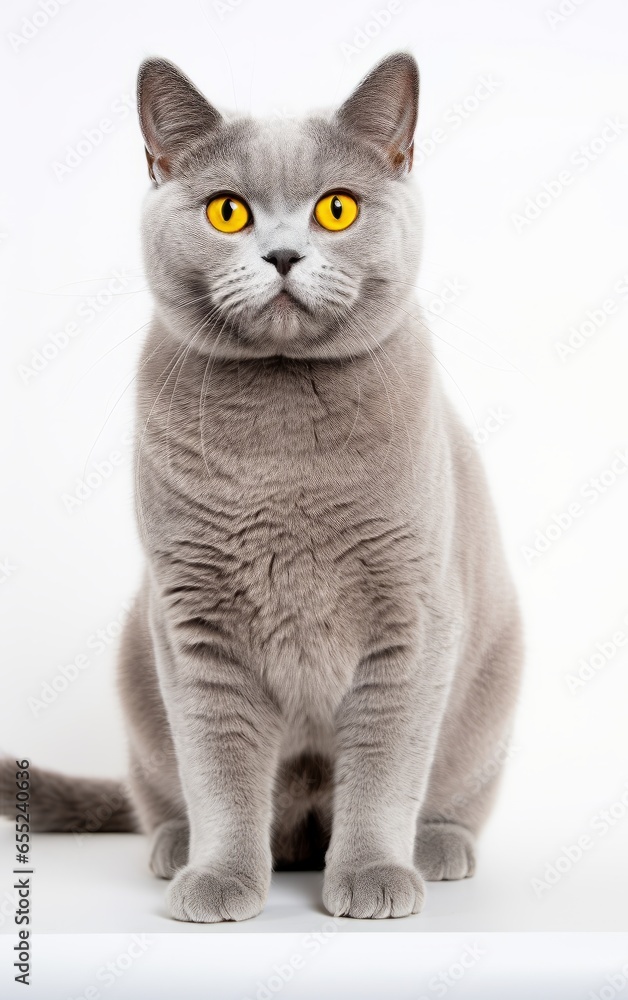 A grey British shorthair cat