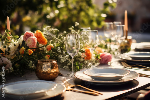 wedding table setting with flowers	
