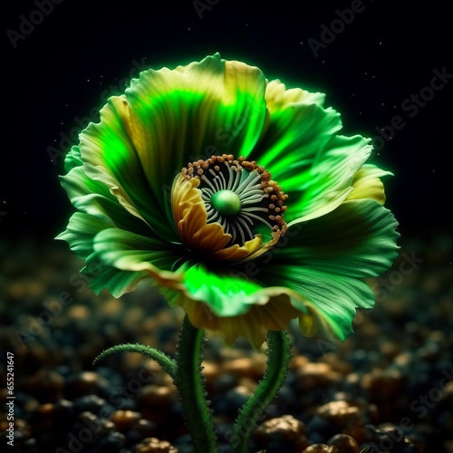 Fantastic glowing flowers on black background  abstract floral wallpaper  magical blooming garden