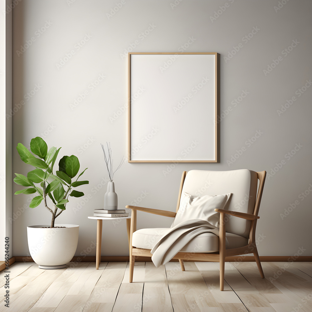 Interior of a room with a chair, Frame mock up Interior of a room with a chair, Frame mock up
