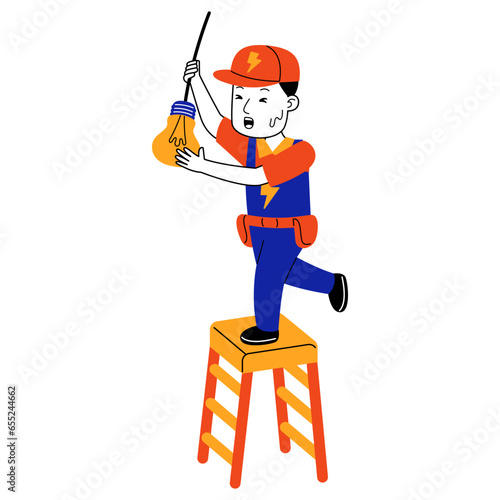  young man electrician vector illustration