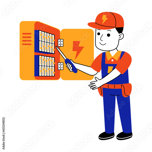  young man electrician vector illustration