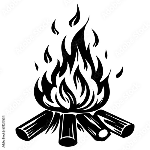 Hand drawn camping bonfire. Vector illustration of fire in sketch