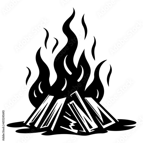 Hand drawn camping bonfire. Vector illustration of fire in sketch