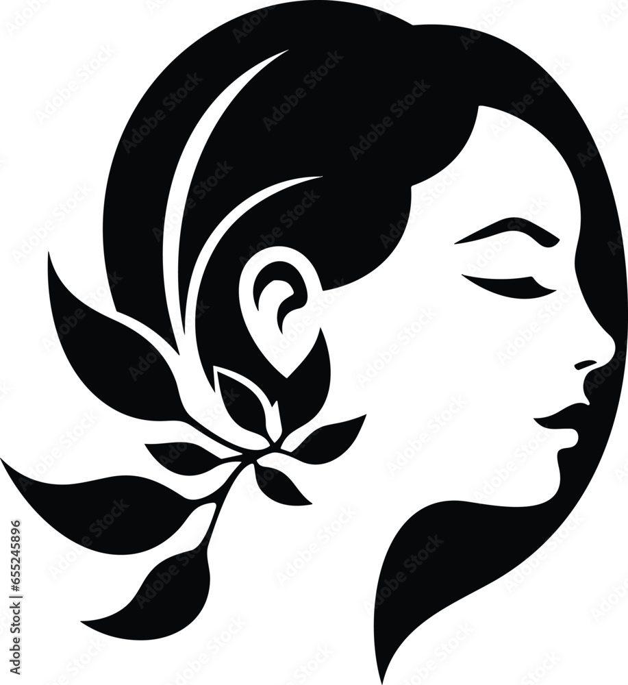vector illustration of head women and leaf logo design suitable for beauty skin care vector illustration of head women and leaf logo design suitable for beauty skin care