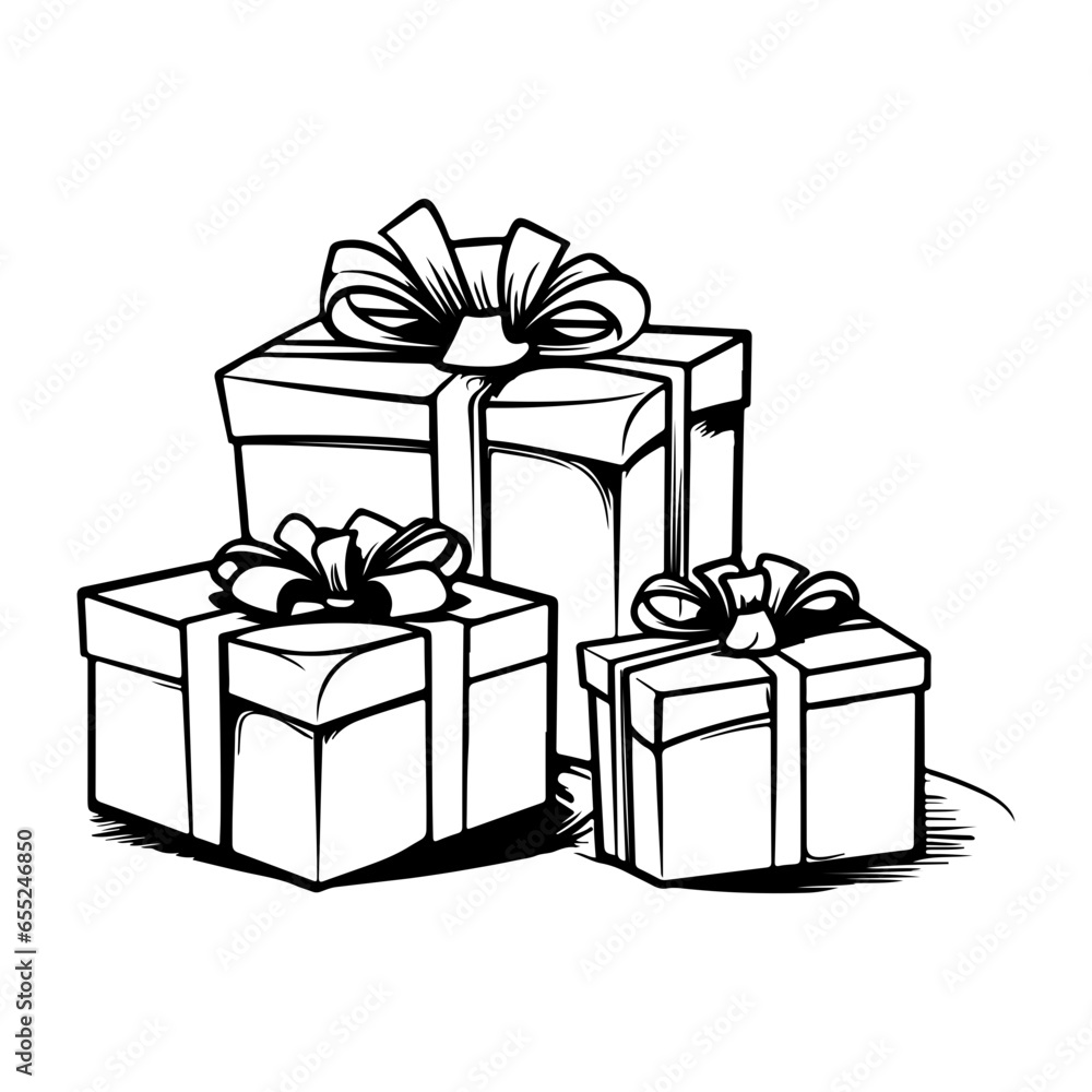 Obraz premium christmas presents, Hand Drawn Christmas Elements vector illustration.