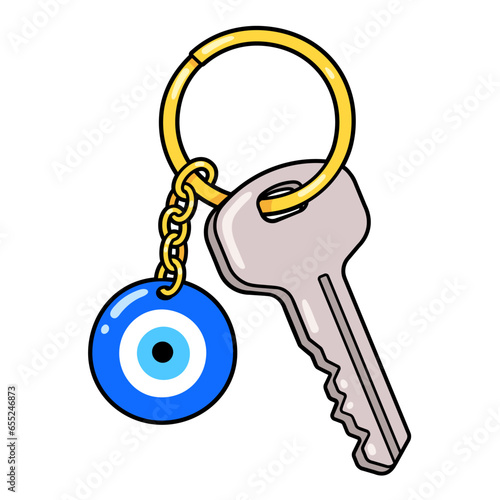 Turkish Evil Eye keyring charm drawing