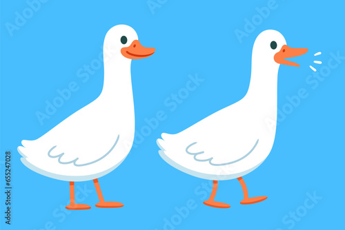 Cartoon goose standing and walking
