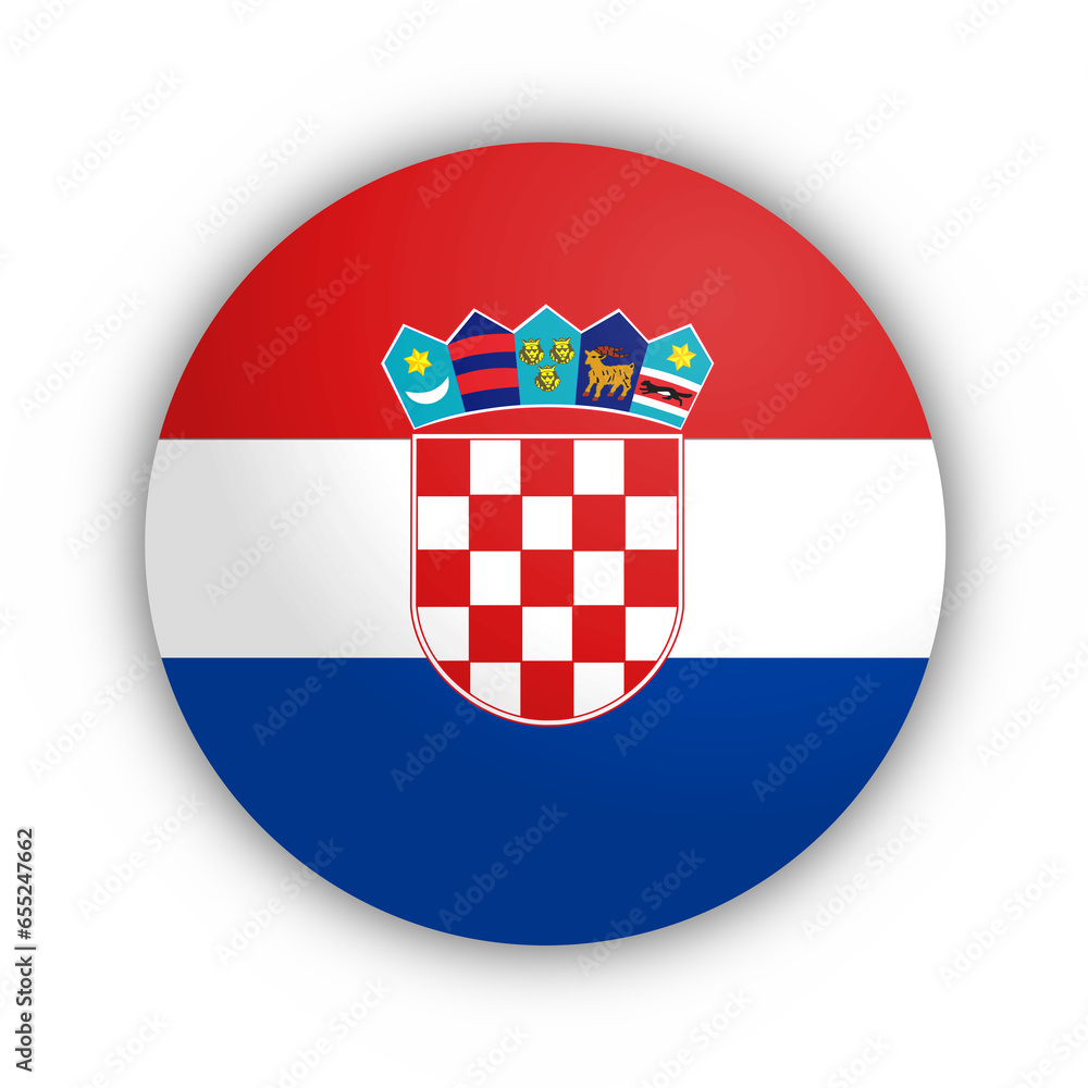 Flaga Chorwacji Przycisk - obrazy, fototapety, plakaty 