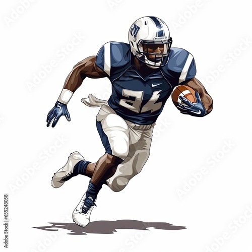 Generative AI image of a usa football player poses on a white clean background