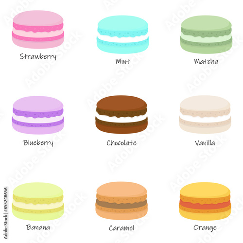 colorful macaroons isolated on white