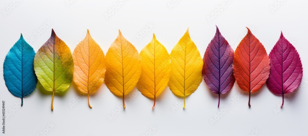 Obraz premium Illustration of a vibrant autumn foliage against a clean white backdrop created with Generative AI technology