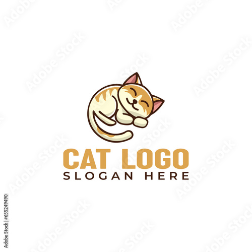 Beautiful lovely cat logo design vector illustration