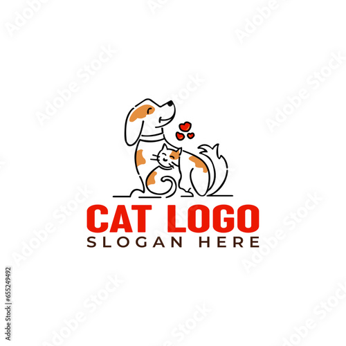 Beautiful lovely cat logo design vector illustration
