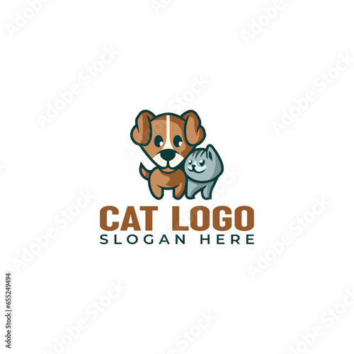 Beautiful lovely cat logo design vector illustration
