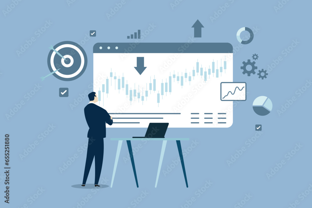 Businessman analysis digital data, time management, search idea, target, using laptop. Businessman analysis digital data, time management, search idea, target, using laptop.