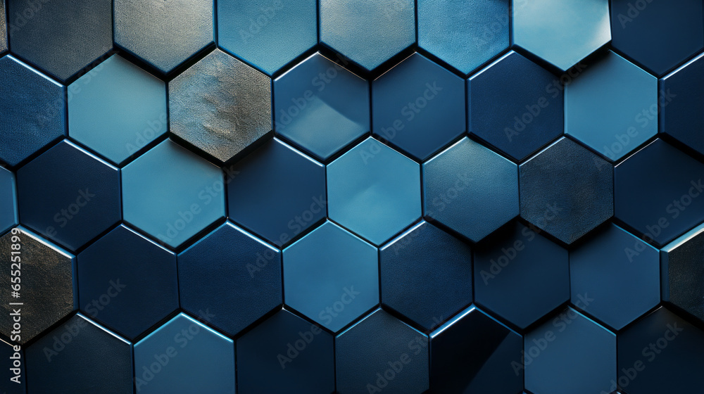 A pattern of blue and gray hexagons A pattern of blue and gray hexagons