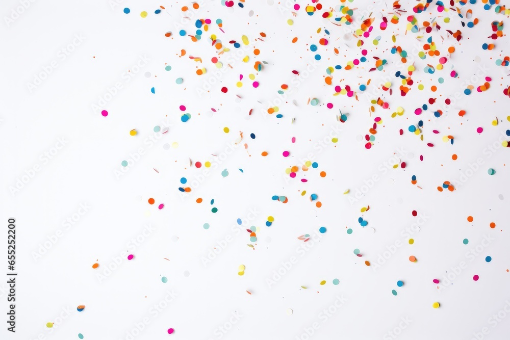 Falling confetti against a white background