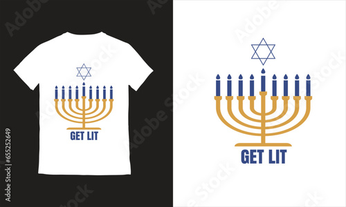 Happy Hanukkah with candles celebrates the light Jewish holiday's illustration.