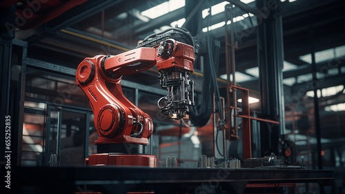 An industrial robot arm in a manufacturing setting