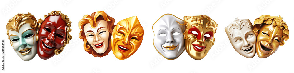 Theatre Masks clipart collection, vector, icons isolated on transparent ...