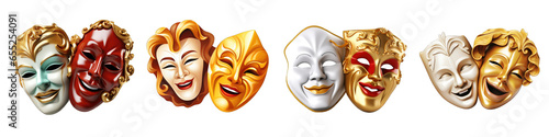 Theatre Masks clipart collection, vector, icons isolated on transparent background