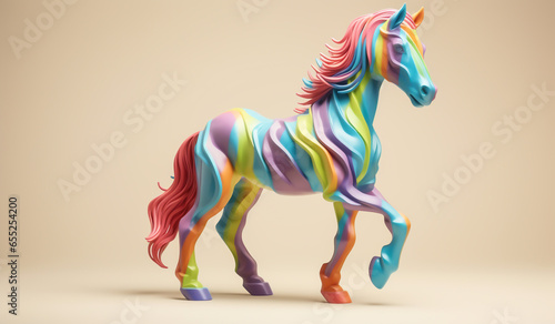 Horse, pony, toy in soft colors, plasticized material, educational material for children to play. AI generated © Alicina