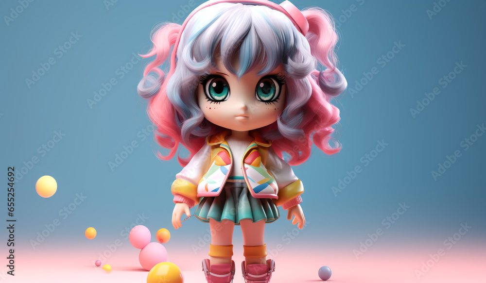 Toy doll in soft colors, plasticized material, educational for children to play. AI generated Toy doll in soft colors, plasticized material, educational for children to play. AI generated