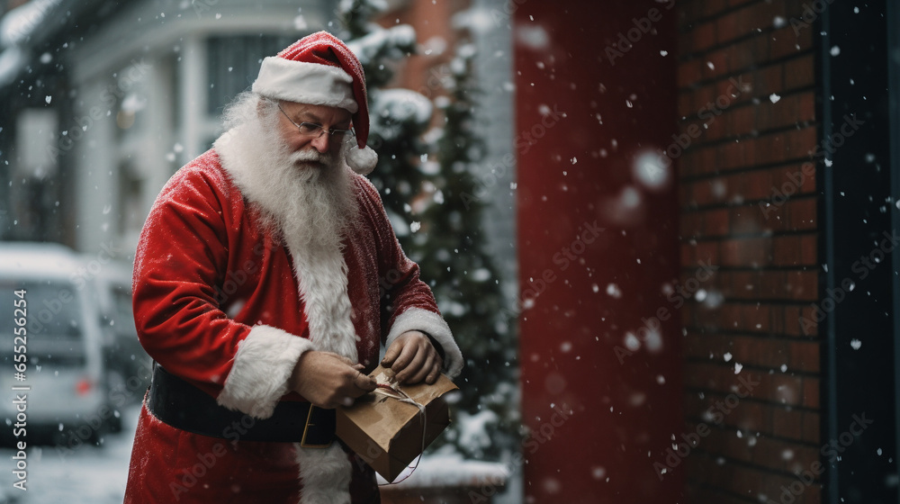 Christmas Cheer: Santa's Hand Presents Joy and Happiness, Generative AI
