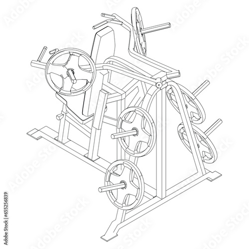 Shoulder Press Machine. Gym equipment on white background vector illustration. Different fitness equipment for muscle building. Workout and training concept.