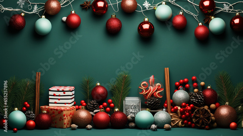 Christmas background with baubles, Generative ai
