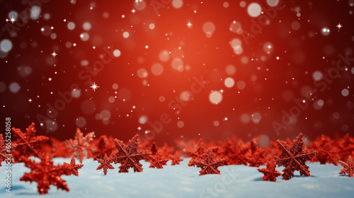 Red Christmas background with snowflakes, Generative ai