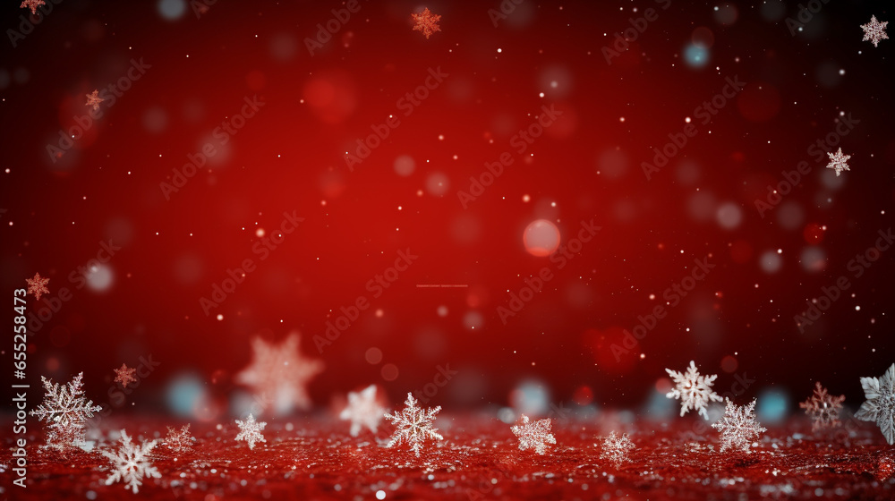 Red Christmas background with snowflakes, Generative ai Red Christmas background with snowflakes, Generative ai