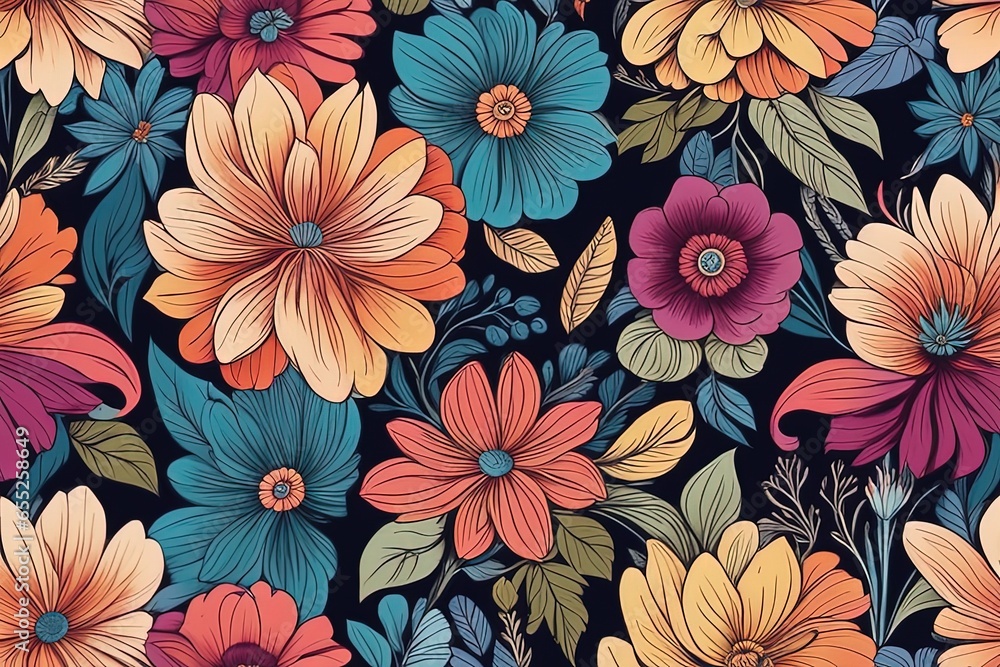 © Shubham - seamless floral pattern with bright flowers seamless floral pattern with bright flowers colorful floral seamless pattern