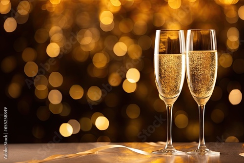 Clink champagne glasses to celebrate success
