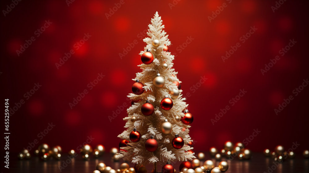 Fototapeta premium Christmas tree decoration holiday background, Generative ai